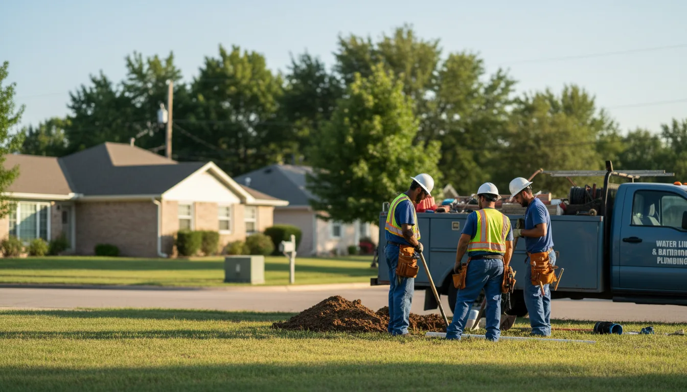 Residential water line and bathroom plumbing service in Hennepin, OK
